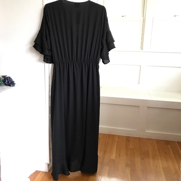 CITY CHIC Maxi Dress Flutter Me Black Ruffle Sleeves & Hem Women’s Plus Size 16 - Picture 10 of 15